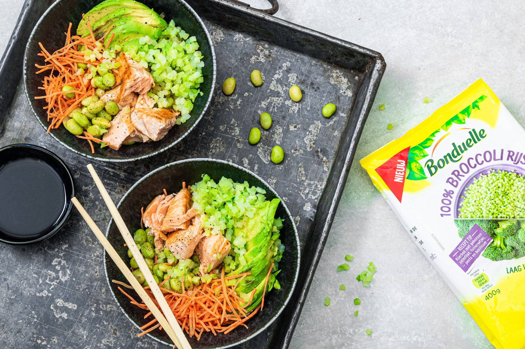 bonduelle pokebowl met gebakken zalm