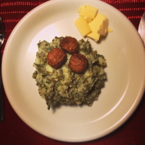 Ik at het ditmaal gewoon met vega balletjes en wat kaasblokjes.