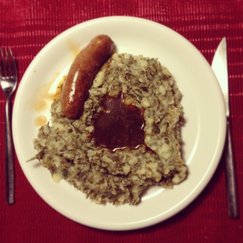 Mijn vader ging wel voor vlees: een saucijs met jus!