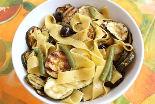 pasta met gegrilde courgette