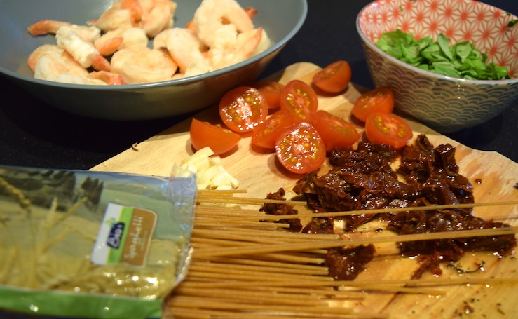 Spaghetti met garnalen