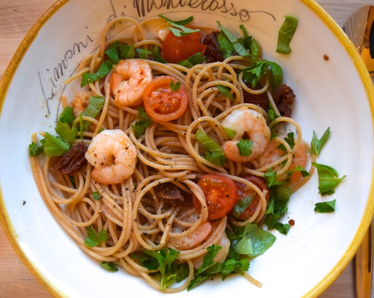 Spaghetti met garnalen