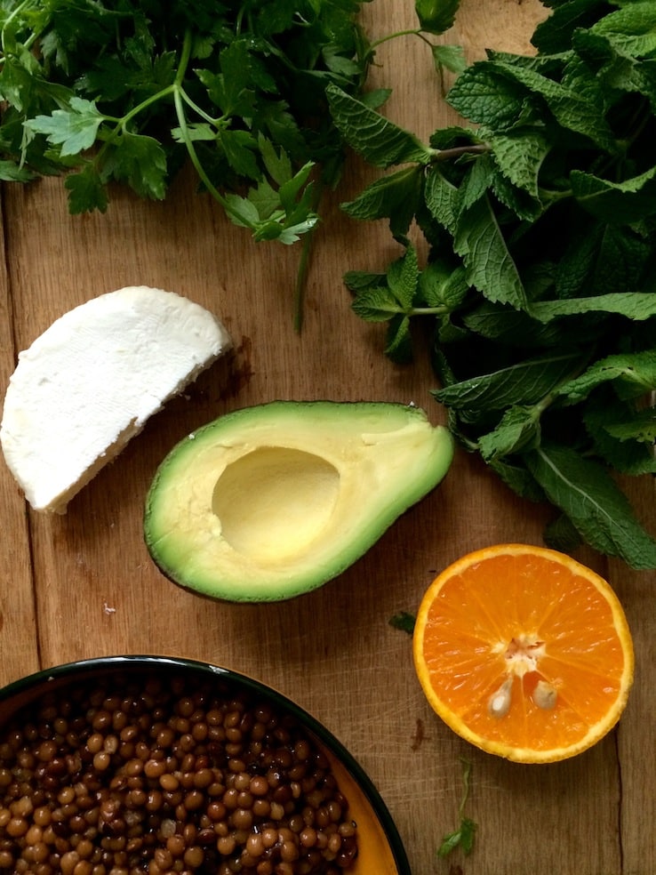 Ingrediënten linzensalade