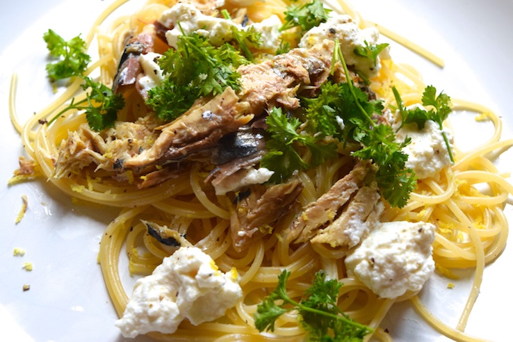 Spaghetti met makreel