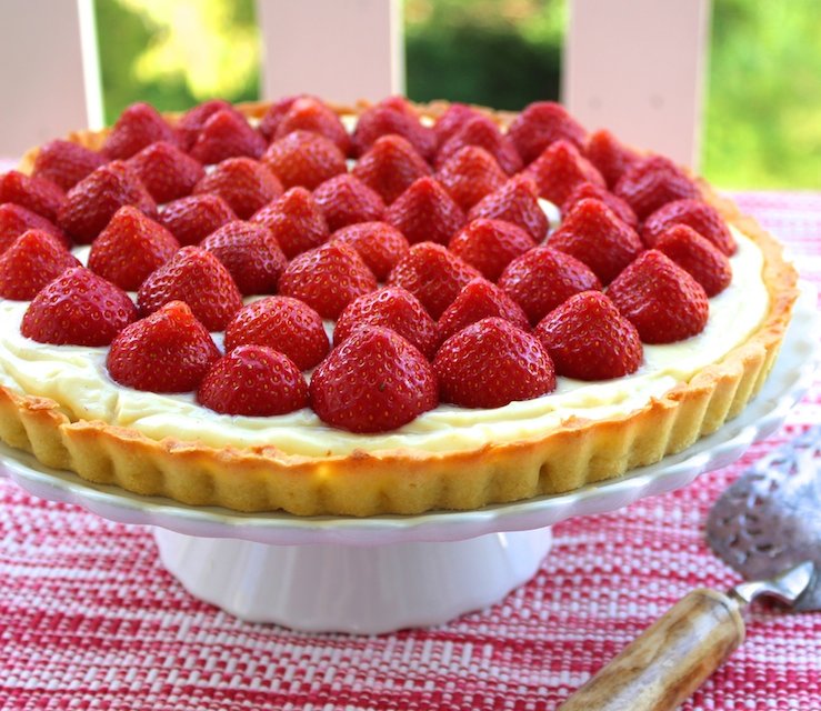 Vanilletaart met aardbeien