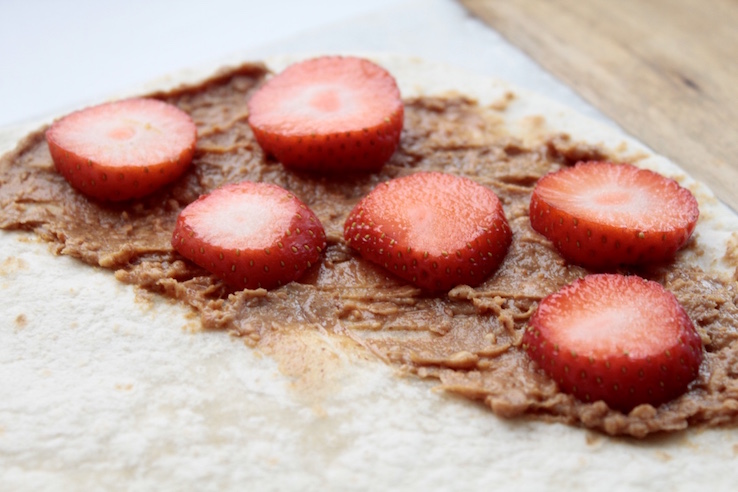 quesadillas pindakaas aardbeien