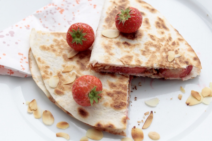 quesadillas pindakaas aardbeien