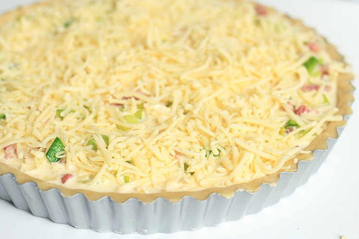quiche lorraine met kaas en creme fraiche