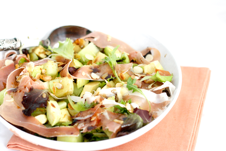 Salade meloen en ham