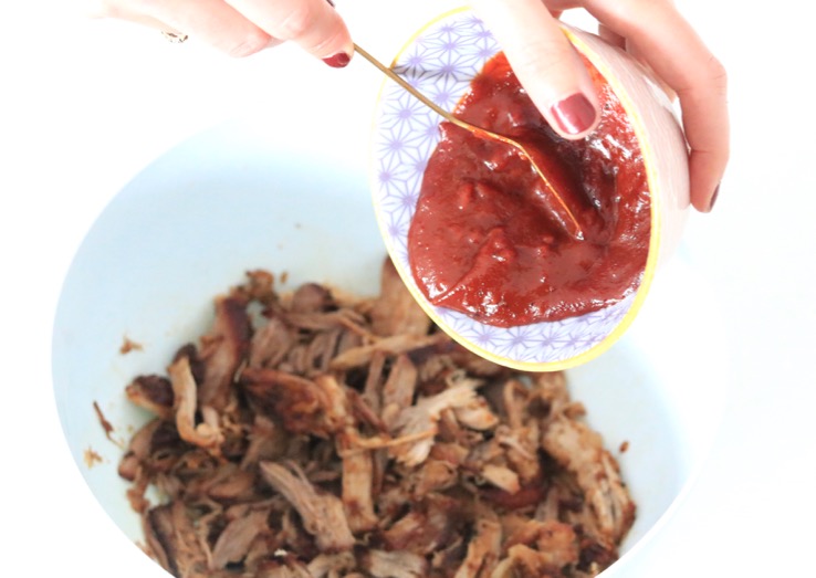 pulled pork en barbecuesaus - Chickslovefood.com
