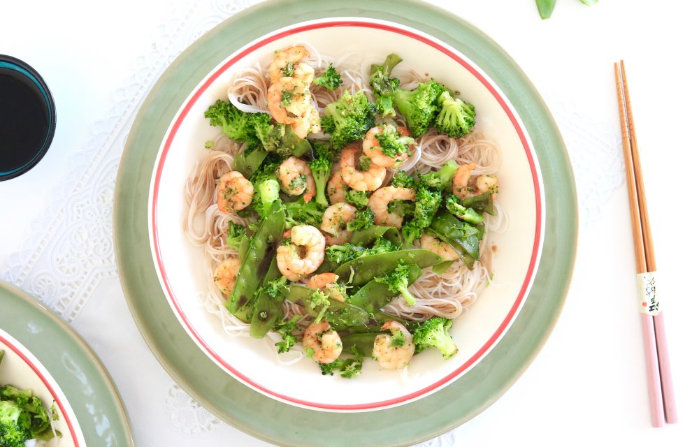 mihoen met garnalen en peultjes CHICKSLOVEFOOD