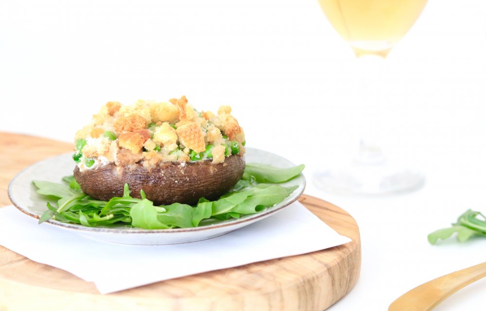 Gevulde portobello met doperwtjes CHICKSLOVEFOOD