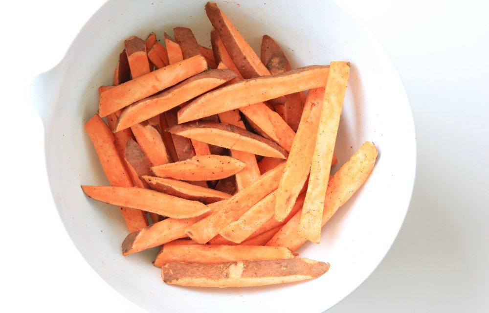 zoete aardappel gesneden friet CHICKSLOVEFOOD