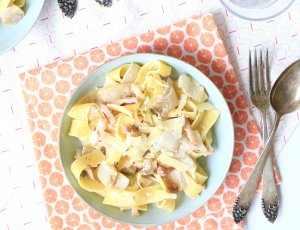 Pappardelle met witlof en spekreepjes