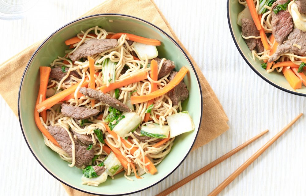 noedels met biefstukreepjes en paksoi CHICKSLOVEFOOD