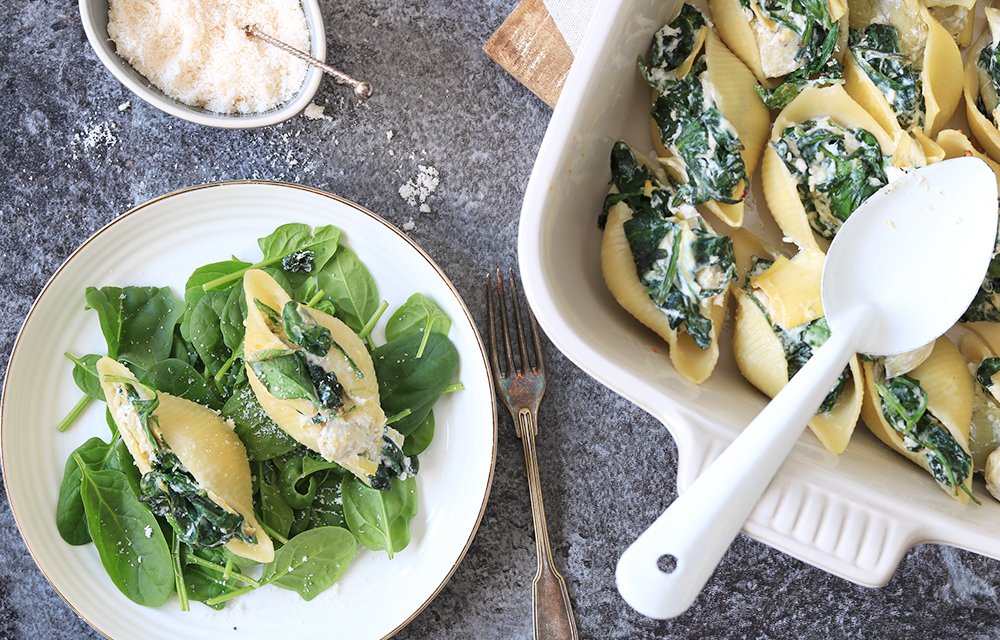 pastaschelpen met spinazie en ricotta | CHICKSLOVEFOOD