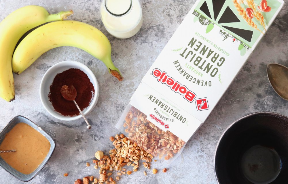 Smoothiebowl met banaan en pindakaas