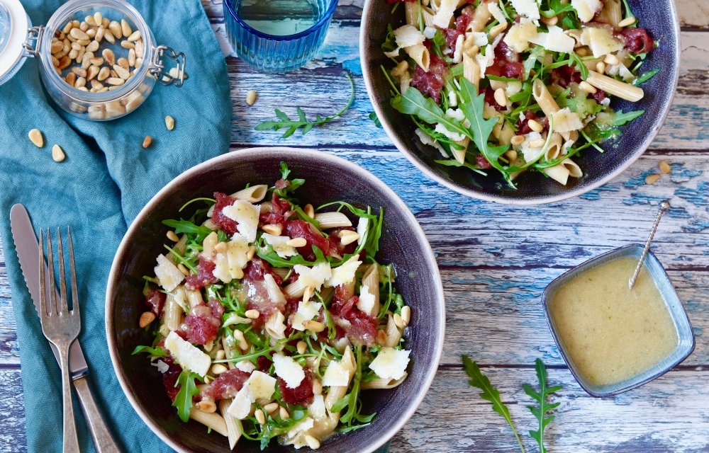 pastasalade met carpaccio