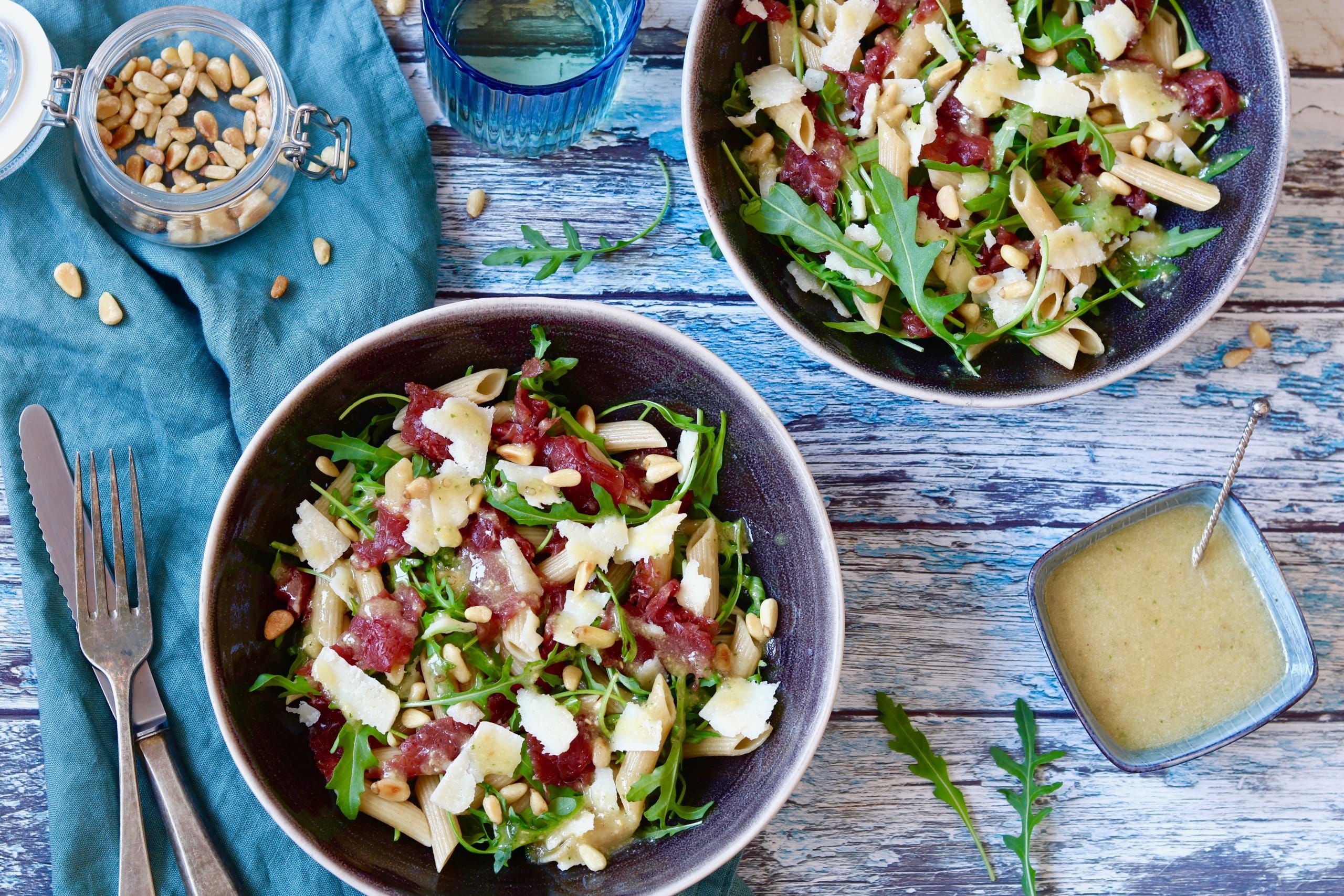 Pastasalade met carpaccio