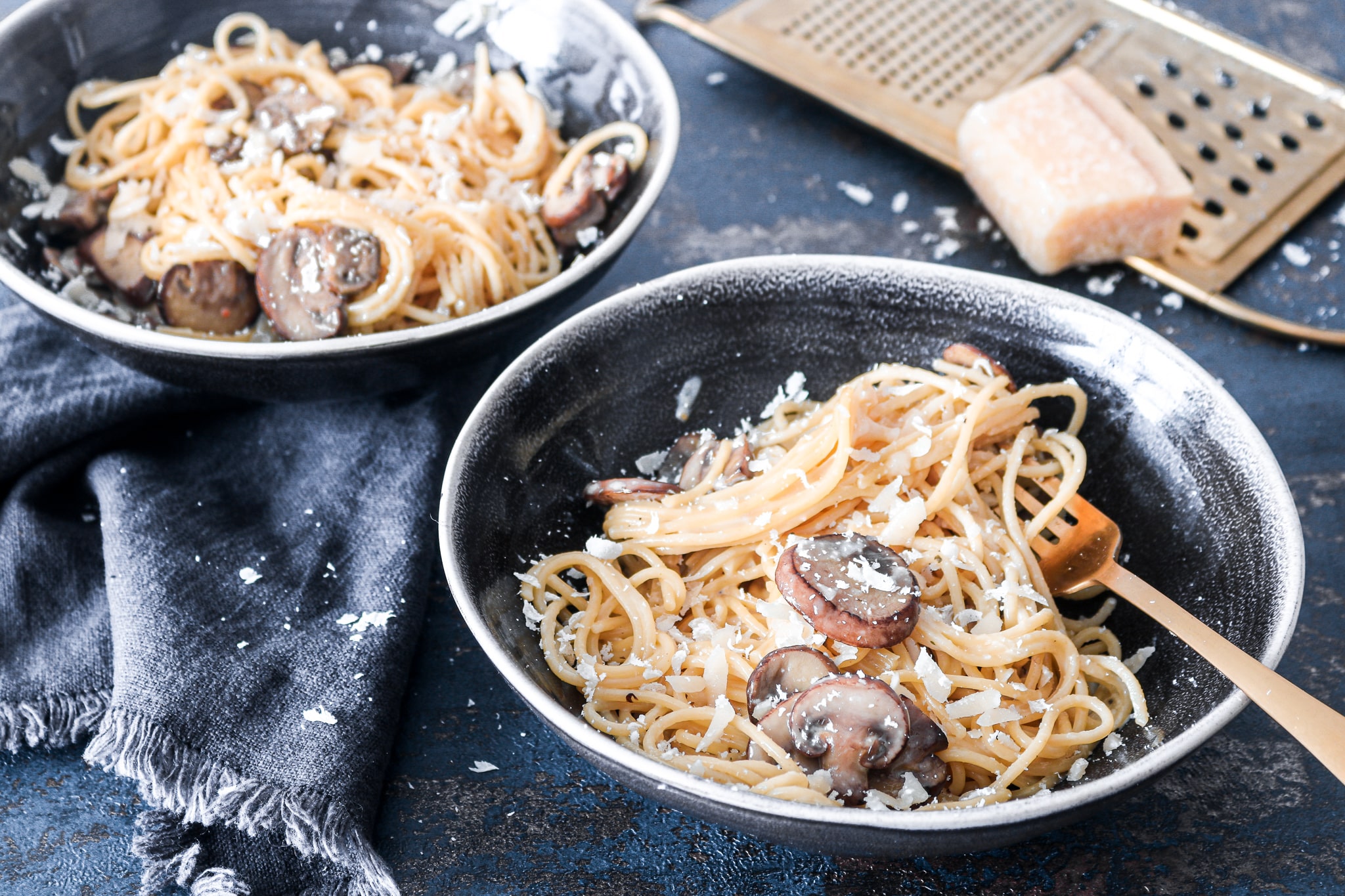 One pot pasta met champignons