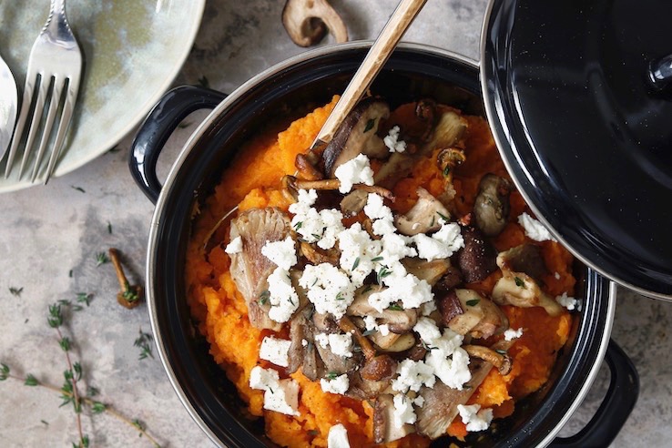 Stamppot met pompoen en zoete aardappel