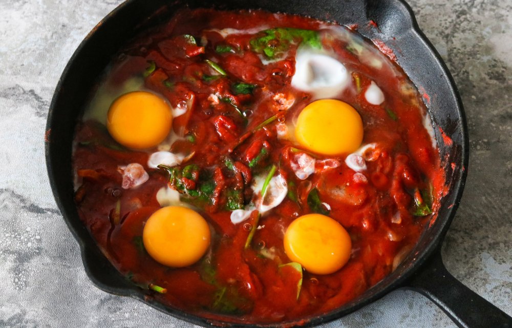 Shakshuka met spinazie