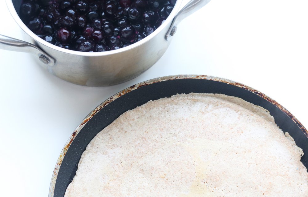 volkorenflensjes met bosbessen