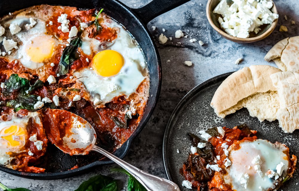 Shakshuka met spinazie