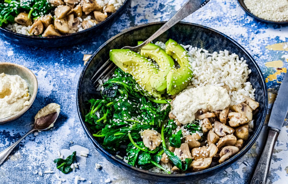 Buddha bowl met spinazie