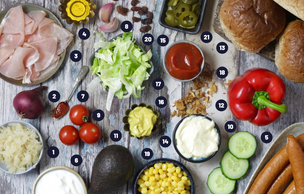 Hotdog buffet - Ingrediënten1 - Chickslovefood
