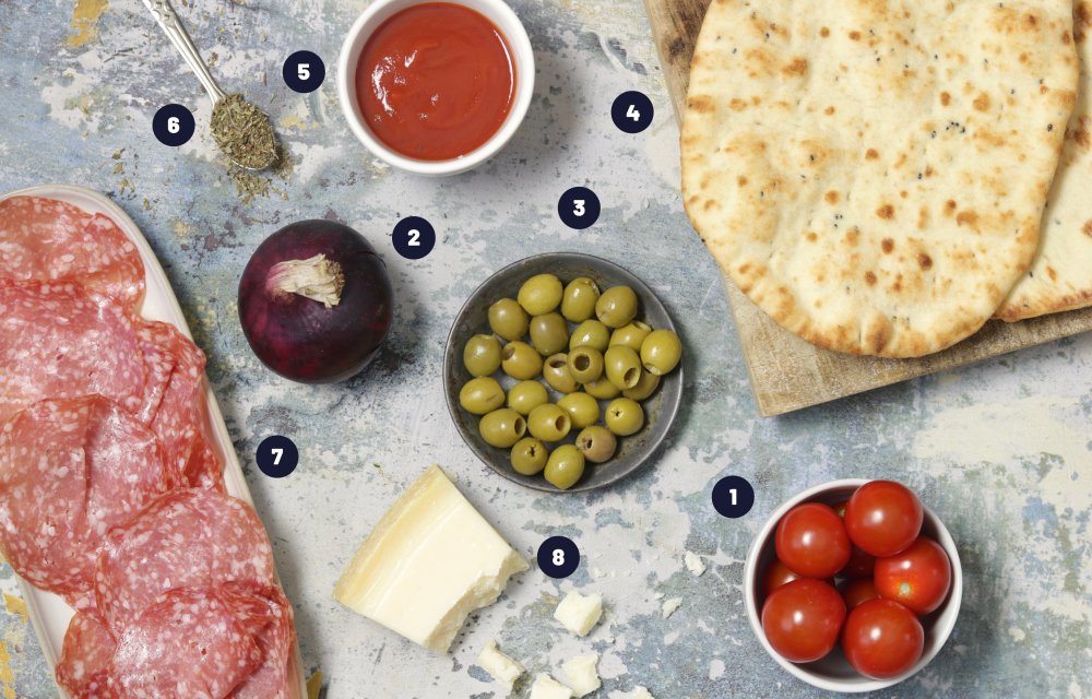 Naanbrood pizza - Ingrediënten1 - Chickslovefood