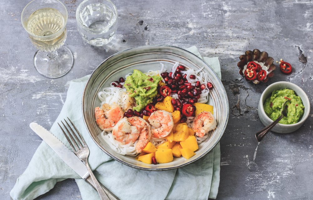 buddha bowl met garnalen