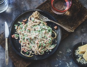 spaghetti met Hollandse garnalen