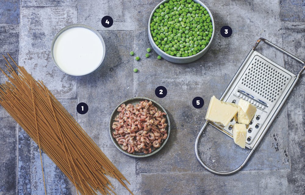 Spaghetti met hollandse garnalen