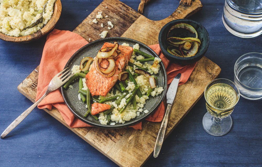 bloemkoolrijst met zalm
