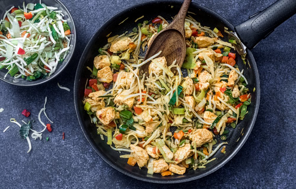 udon noedels met harissa kip