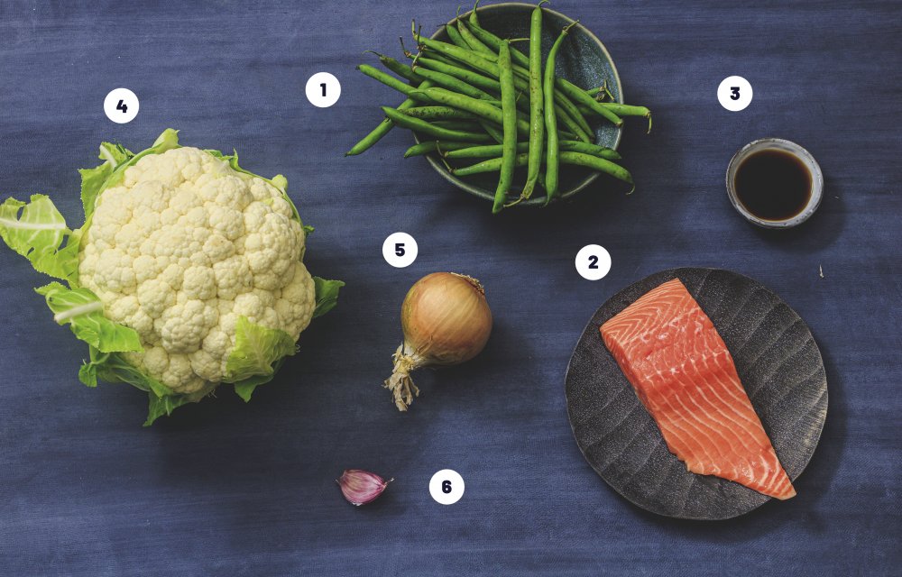 Bloemkoolrijst met zalm