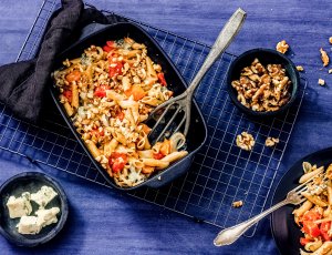 penne met blauwe kaas