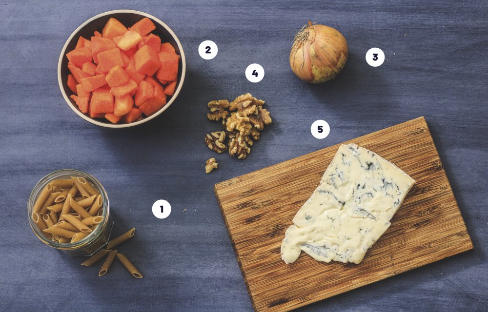 Penne met blauwe kaas