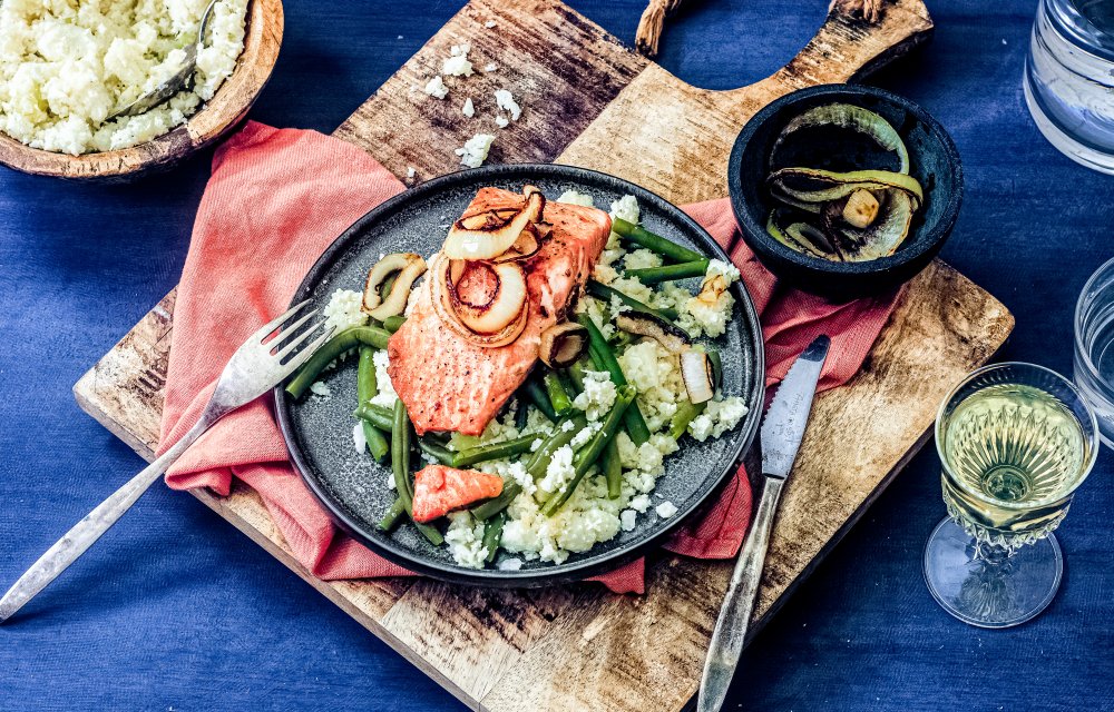 bloemkoolrijst met zalm