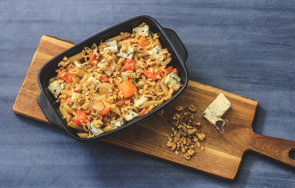 penne met blauwe kaas