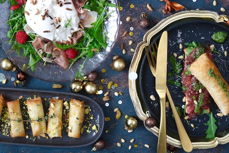 Drie voorgerechten kerstdiner