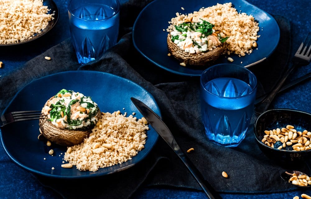 Gevulde portobello met zalm