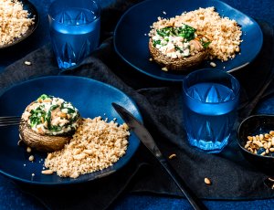 Gevulde portobello met zalm