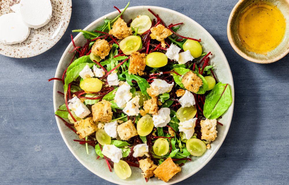 salade met druiven en geitenkaas