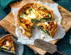 spinaziequiche met halloumi