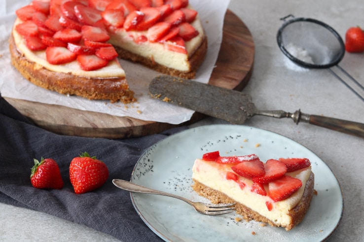 cheesecake met aardbeien