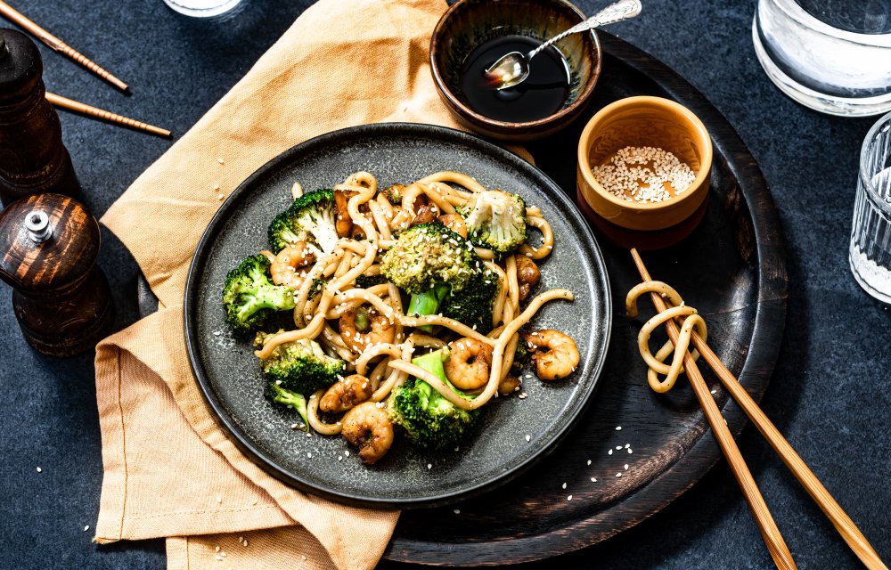 Noedels met garnalen