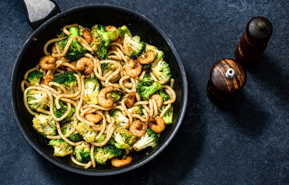 Noedels met garnalen