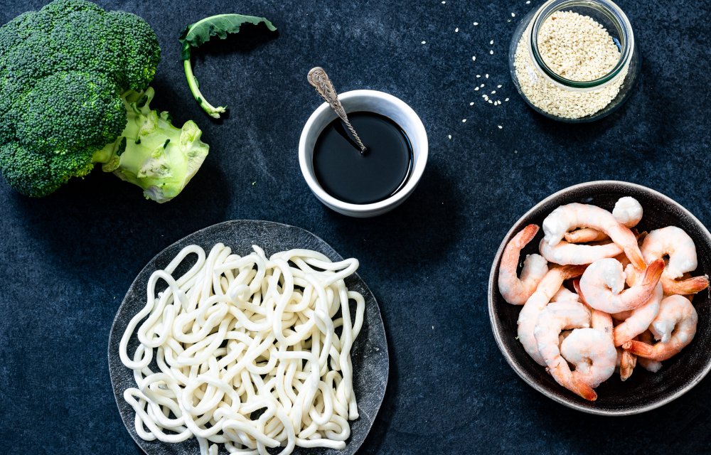 Noedels met garnalen